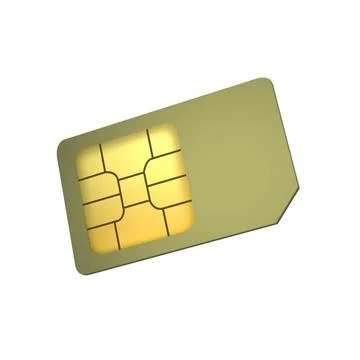 3D yellow mobile phone sim card chip Stock Illustration