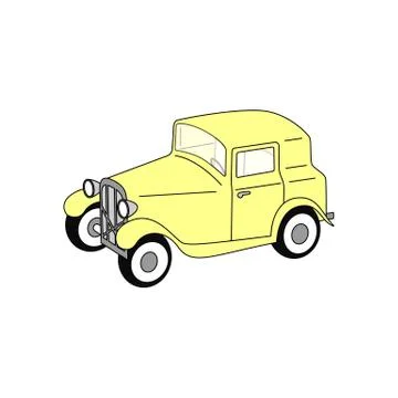 3D yellow old timer fictional vector illustration isolated on white backgroun Stock Illustration
