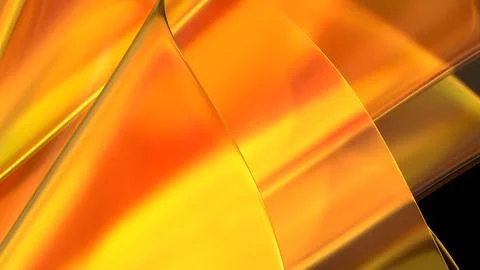 3D yellow orange translucent abstract wave wallpaper background. Shiny curv.. イラスト素材