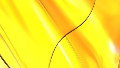 3D yellow orange translucent abstract wave wallpaper background. Shiny curv.. Stockillustratie