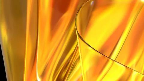3D yellow orange translucent abstract wave wallpaper background. Shiny curv.. Stockillustratie