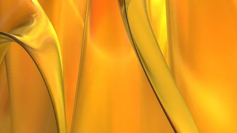 3D yellow orange translucent abstract wave wallpaper background. Shiny curv.. Illustrazione stock
