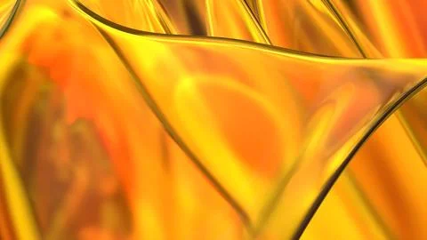 3D yellow orange translucent abstract wave wallpaper background. Shiny curv.. Stockillustratie