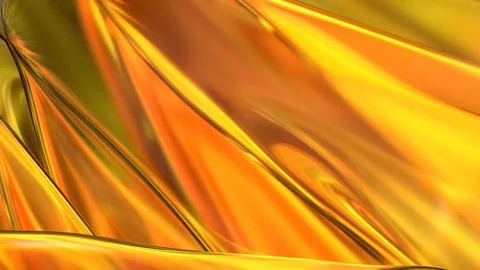 3D yellow orange translucent abstract wave wallpaper background. Shiny curv.. Illustrazione stock