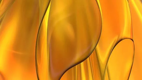 3D yellow orange translucent abstract wave wallpaper background. Shiny curv.. Illustrazione stock