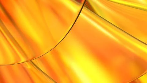 3D yellow orange translucent abstract wave wallpaper background. Shiny curv.. Stockillustratie