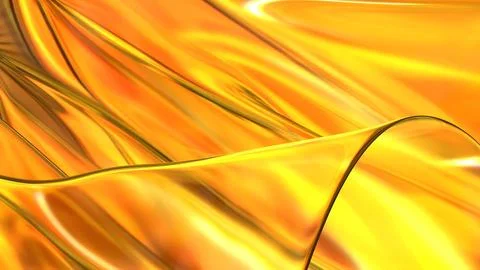 3D yellow orange translucent abstract wave wallpaper background. Shiny curv.. Stock-Illustration