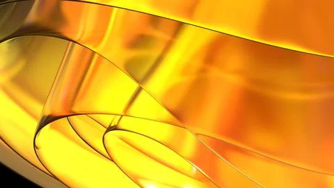3D yellow orange translucent abstract wave wallpaper background. Shiny curv.. Illustrazione stock