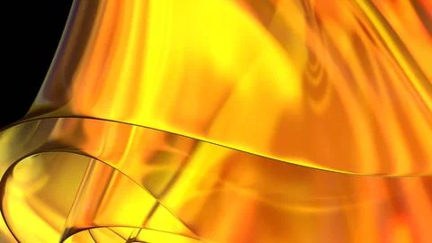 3D yellow orange translucent abstract wave wallpaper background. Shiny curv.. Stockillustratie