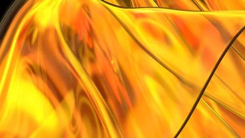 3D yellow orange translucent abstract wave wallpaper background. Shiny curv.. Stockillustratie