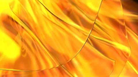 3D yellow orange translucent abstract wave wallpaper background. Shiny curv.. イラスト素材