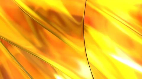 3D yellow orange translucent abstract wave wallpaper background. Shiny curv.. Stockillustratie