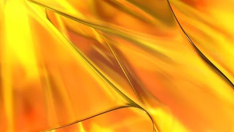 3D yellow orange translucent abstract wave wallpaper background. Shiny curv.. Stockillustratie