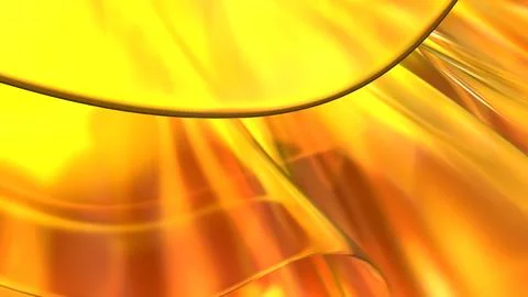3D yellow orange translucent abstract wave wallpaper background. Shiny curv.. Illustrazione stock