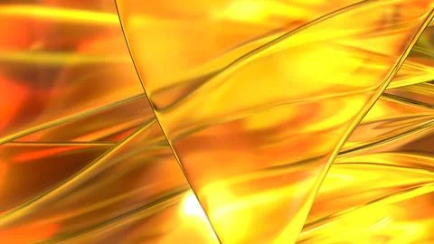 3D yellow orange translucent abstract wave wallpaper background. Shiny curv.. Illustrazione stock