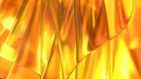 3D yellow orange translucent abstract wave wallpaper background. Shiny curv.. イラスト素材