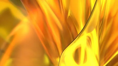 3D yellow orange translucent abstract wave wallpaper background. Shiny curv.. Stockillustratie