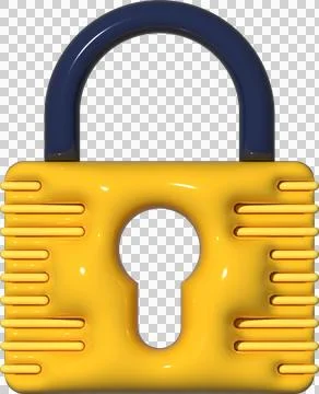 3D Yellow Padlock Illustration, lock design Stock Illustration
