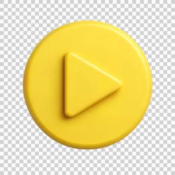 3D yellow play button icon symbolizing media, video and entertainment Stock Illustration