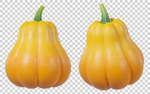 3D yellow pumpkin in different angles Stock Illustration