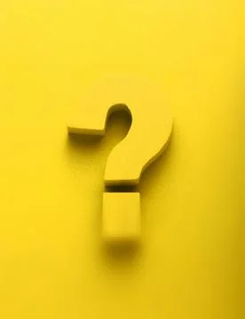 3d yellow question mark on a yellow background Illustrazione stock