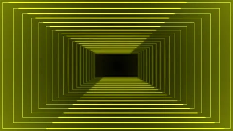 3d yellow rectangular box tunnel neon light gradient, futuristic background Stock Footage 272648280