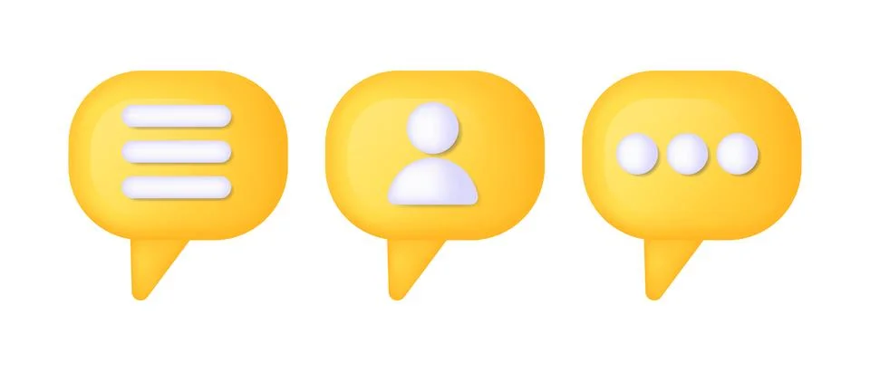3d yellow render speech bubble. Social media like icon concept. Comment and.. Stock Illustration