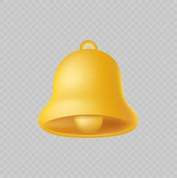 3d yellow ringing notification bell on transparent background. Vector Stock Illustration