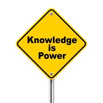 3d yellow roadsign of knowledge is power Stock Illustration