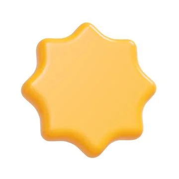 3D yellow rounded star shape icon isolated on white background Stock Illustration