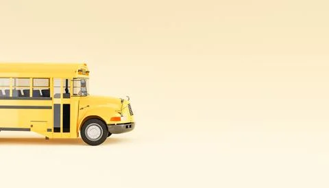 3D yellow school bus against beige background Stock Illustration