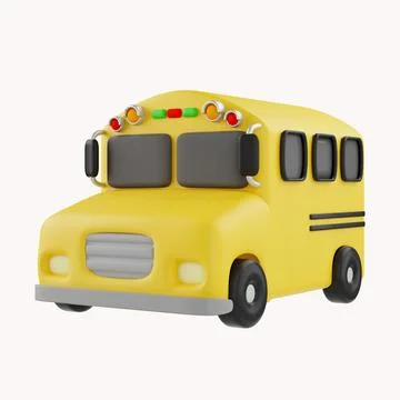3d yellow School bus, back to school concept icon render illustration Stock Illustration