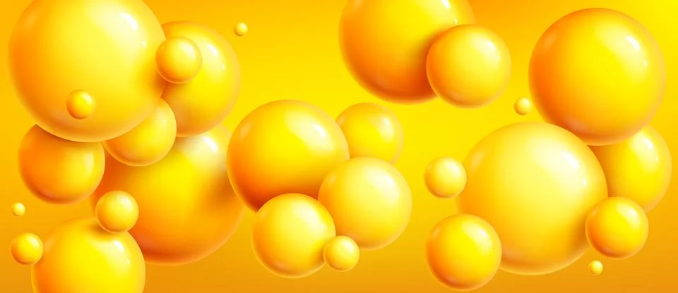 3d yellow sphere background, abstract ball bubble Stock Illustration