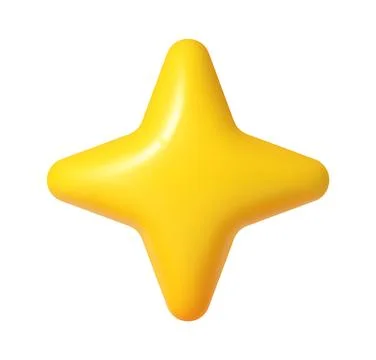 3d yellow star or spark realistic symbol or shape Stock Illustration
