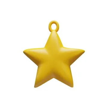 3d yellow star render Christmas ball Stock Illustration