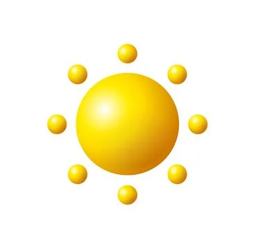3d Yellow Sun with Rays Plasticine Cartoon Style . Vector Illustrazione stock