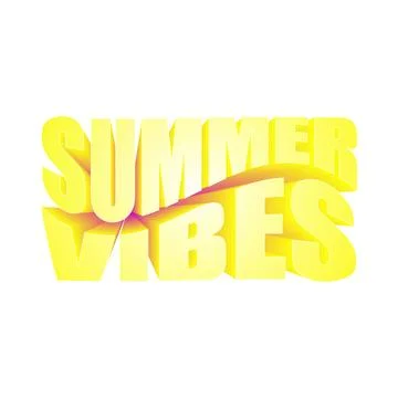 3D yellow text Summer Vibes with dynamic wave shape on white background for Stock Illustration