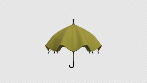 3d Yellow Umbrella Move Up Open Transition Loop 4k Alpha Transparent Stock Footage 347035207