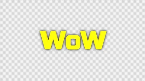 3D Yellow 'WOW' Title On Alpha Stock Footage 313018753
