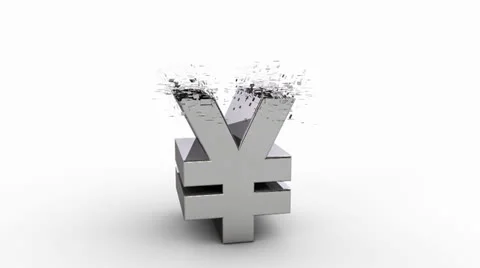 3D yen currency symbol exploding Stock Footage 25561743
