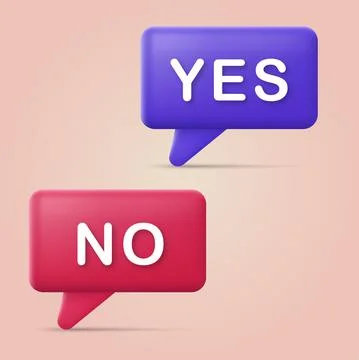 3d Yes and No speech bubbles. Vector Stock Illustration