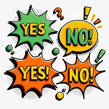 3d YES &amp; NO speech bubble comic book style pop art, sign illustration Stock Photos