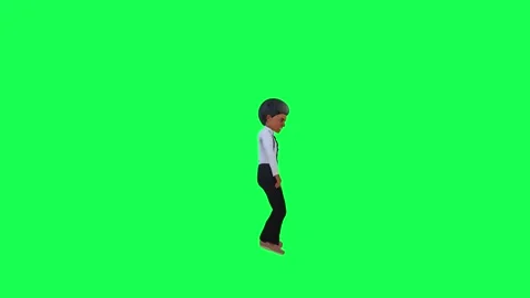 3d young boy dancing in the party isolated left angle green screen Video stock 259823684