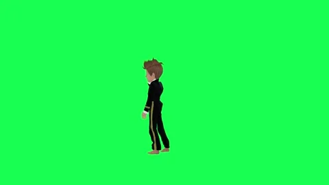 3d Young cartoon boy making a phone call, right angle isolated on green Stock-Footage 257687052
