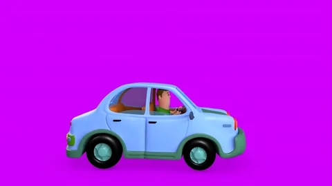 3D Young Man Driving Classic Car Looking Around Vidéo 266301976