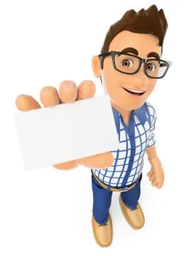 3D Young teenager showing a blank card Stock Illustration