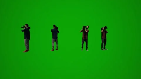 3D young white man on green screen drinking and walking and other activities in  Stock Footage 225096647