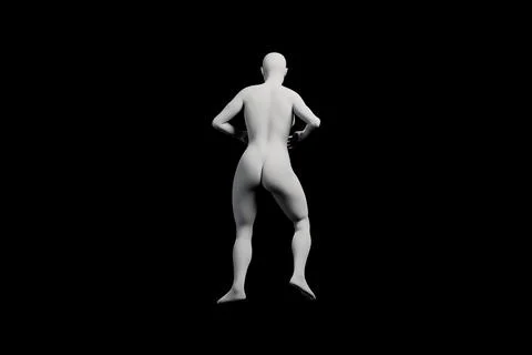 3D Young Woman Mannequin Dynamic Dancing Pose dancing Back View  Black Stock Illustration