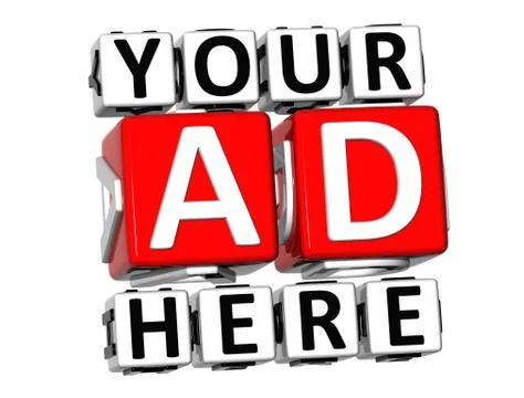 3d your ad here button click here block text Stock Illustration