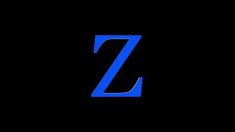 3d Z letter logo loopable rotated blue color black background Stock Illustration